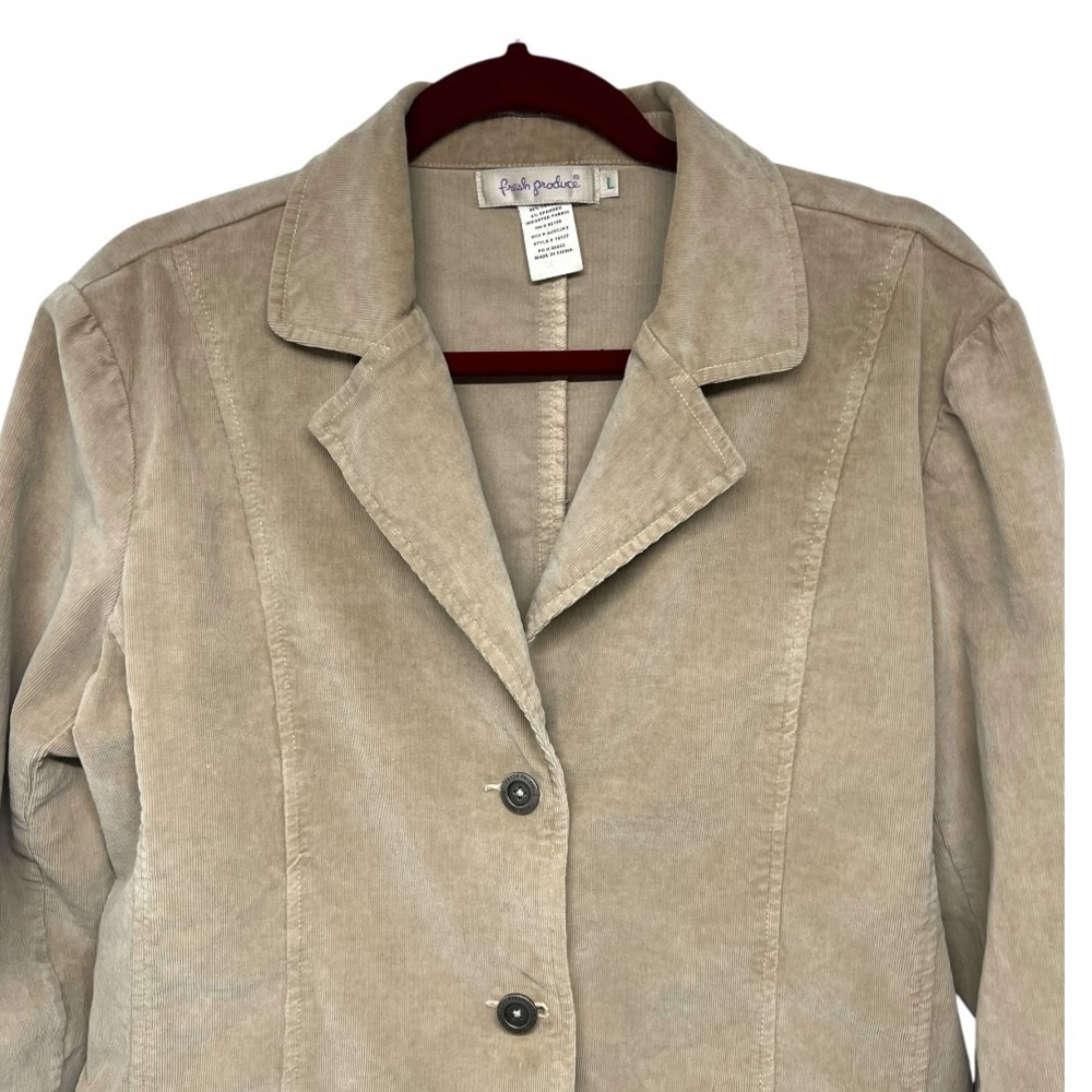 Fresh Produce Tan Corduroy Casual Career Business Blazer Jacket Women’s Large - Picture 2 of 11